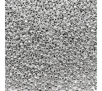 Bala&Fillic Cuentas de semillas de color plateado de 3 mm, alrededor de 3600 unidades/100 gramos en bolsa, cuentas de cristal 8/0 para hacer aretes, pulseras y collares (plata)