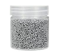 Bala&Fillic Cuentas redondas de 2 mm para enhebrar, 10.000 unidades/110 gramos en caja, 12/0 perlas de cristal de plata mate, pequeñas cuentas para hacer joyas, pendientes, pulseras, collares (plata
