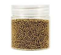 Bala&Fillic Cuentas redondas de 2 mm para enhebrar, 10.000 unidades / 110 gramos en caja, 12/0 perlas de cristal de oro mate pequeñas para hacer joyas, pendientes, pulseras, collares (oro mate)