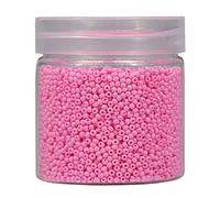 Bala&Fillic Cuentas redondas de 2 mm para enhebrar, 10.000 unidades/110 gramos en caja, 12/0 perlas de cristal rosa, pequeñas cuentas para hacer joyas, pendientes, pulseras, collar (rosa)