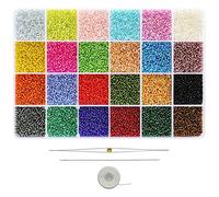 Bala & Fillic - Juego de 2 mm de grosor, 24.000 unidades en caja de 24 colores 12/0 pequeñas para joyas (1000 unidades, 24 colores)