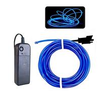 Balabaxer Cable EL, azul, 16.4 pies/5 m, luces de neón con reducción de ruido, portátil, alambre electroluminiscente estroboscópico para fiestas, Halloween, decoración de bricolaje