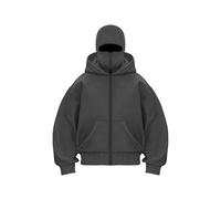 Balaclava Hoodie with Built In Balaclava, Zip Up Fashion Double Layer Hoodie with Mask for Men, Ski Mask Hoodies (Dark Grey,S)