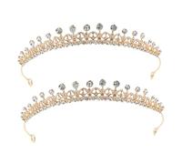 Balacoo 2 piezas Tiaras para Mujer con Piedras de Imitación de Coronas Doradas Elegantes para Bodas Cumpleaños Fiestas y