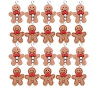 balacoo 20 piezas Gingerbread Man Charms de resina Superficie Lisa Versátil Colgante para DIY Pulseras Pendientes Llaveros Decoraciones hechas a mano