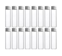 Balacoo 30 Piezas Frasco de Vidrio Tubo de Ensayo 50ml con Tapa de Rosca, Botellas de Prueba de Aceite para Aceites Esenciales y Especias, Uso en Laboratorio y Proyectos DIY