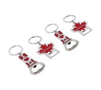 Balacoo 4 Piezas Llavero Abrebotellas Bandera de Canadá de Aleación de Zinc, Diseño Portátil y Práctico para Viaje o Recuerdos Obsequios