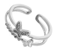 Balacoo Anillo para Cumpleaños de Mujer Diseño para en Ajustable Ala Doble Cobre Plateado, Elegante Manufactura Fiestas Adecuado y
