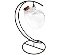 Balacoo Botella de Vidrio Decorativa Forma de Corazón, Soporte Metálico y Corcho, Frasco Colgante para Bricolaje y Exhibición de Plantas en Interiores