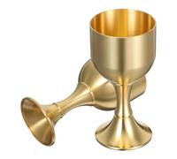 Balacoo Copa Ceremonial de Latón Antigua Tallo para Banquetes y Momentos de Set de 2 Copas para Eucaristía y Eventos Religiosos