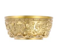 Balacoo Cuenco y Diseño Geométrico de Latón Dorado Estilo Chino Efecto Decorativo para Atraer Prosperidad para Decoración de Mesa y Oficina