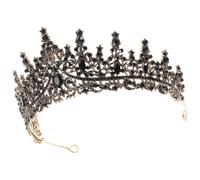 Balacoo Diadema de Novia Vintage Negra Tiara Barroca de Aleación de Zinc y Cristales Brillantes, Diseño Floral para Eventos y Bodas Elegantes