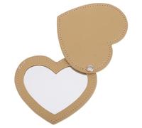 Balacoo Espejo Compacto de Viaje en Forma de Corazón, Mini Espejo de Maquillaje de PU y Metal, Dorado, con Cubierta Protectora, Portátil para Camping y Uso Diario, para Mujer