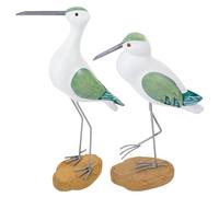 Balacoo Figura de Ave Marina de Madera 2 Piezas, Adorno de Estilo Costero para Escritorio y Estantes, Estatuas de Aves Marinas Realistas para Sala y Dormitorio, Adornos Artísticos en