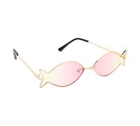 Balacoo Gafas de Sol para Mujer Diseño Divertido en Forma de Pez, Marco Metálico Dorado y Lentes Rosas, Accesorio Ligero y Resistente Adecuado para Fiestas Hawaianas y Eventos al Aire