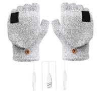 Balacoo Guantes Térmicos USB Convertibles para Calentadores de Manos con Dedos Descubiertos de Invierno Ajustables y Elásticos para Esquí Senderismo y Diario