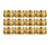 Balacoo Juego de 12 Tarros de Hojalata Dorados Redondos para Almacenamiento Hermético Multiusos, Ideales para Té, Dulces y Manualidades en Decoración y Embalaje