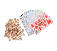 Balacoo Juego de Bingo para Fiesta Piezas de Madera y Papel en Color Rojo, Accesorio Adecuado para Reuniones Familiares y Desarrollo Social