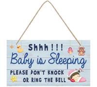 Balacoo Letrero de Puerta de Madera Señal de Durmiendo para Ñiño, Decoración sin Bordes Cuerda de Lino para Habitación Infantil