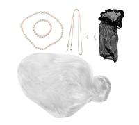 Balacoo Peluca de Anciana Mujer Realista Gris Plateada para Señora Mayor Disfraz de Halloween Cosplay con Accesorios Pendientes Collar Pulsera Cadena para Gafas