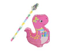 Balacoo Piñata Dinosaurio Infantil Rosa con Bastón de Flecos para Fiesta Cumpleaños Decoración Colgante Rellenable con Dulces Juguete Fiesta