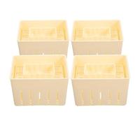Balacoo Prensa para hacer tofu y queso 4 piezas, molde de plástico beige 140x105x95 mm, herramienta manual con superficie lisa para prensar queso fresco en la cocina