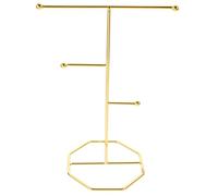 Balacoo Soporte Organizador de Joyas para Collares y Pendientes de Hierro Dorado, Estante Multicapa Diseño Moderno y Funcional para Exhibir y Guardar Joyas en Mostrador