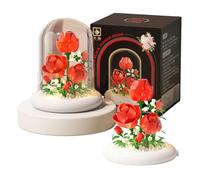 Balakaka Bloques de Construcción Flores con Funda Protectora, Conjunto de Flores Bloques de Construcción con Iluminación LED, Decoración del Hogar Regalo para Mujer Novia Esposa