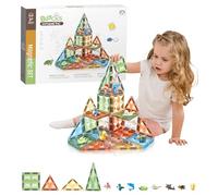 Balakaka Bloques de Construcción Magnéticos 30 Piezas, Dinosaurio Azulejos Magnéticos Juguete Educativo con Figuras Geométricas, Regalo de cumpleaños Stems Creatividad Montessori para Niños 3+ Años