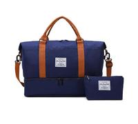 Balakaka Bolsa de Viaje 51x25 x34cm con Bolsa Pequeña 25x6x14cm, Bolsa de Deporte con Compartimento para Zapatos y Ropa Mojada, Gran Capacidad Impermeable Bolsas de Fin de Semana para Mujer, Azul joya