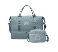 Balakaka Bolsa de Viaje Mujer 42L Impermeable | Bolsa de Fin de Semana Multifunción con Compartimento para Zapatos y Humeda, + Neceser 2.8L Incluido como Regalo， Verde
