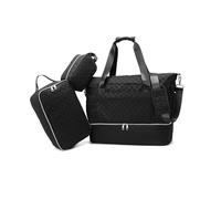 Balakaka Bolsa de Viaje para Mujer 3pcs con Neceser, 35L Bolsa de Deporte con Compartimento para Zapatos, Impermeable Bolso Maternidad Hospital con Bolsa Aislante, Negro