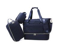 Balakaka Bolsa de Viaje para Mujer 3pcs con Neceser, 35L Bolsa de Deporte con Compartimento para Zapatos, Impermeable Bolso Maternidad Hospital con Bolsa Aislante, Azul Joya