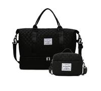 Balakaka Bolsa de Viaje para Mujer 42L con Pequeño Bolsa de Aseo 2.8L, Impermeable Bolsa Grande de Fin de Semana con Compartimento para Zapatos y Humeda， Negro