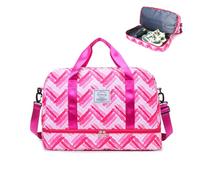 Balakaka Bolsa Deporte Gimnasio con Correas de Carro 42.5L, Impermeable Bolsa de Viaje con Zapato y Compartimento Húmedo, Grande de Fin de Semana Bolsa para Viajes Deportivos y Fitness, Rosa