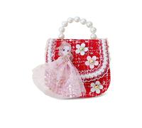 Balakaka Bolso Bandolera Niña, Bolsa Pequeñas de Hombro Bolso de Princesa Moda con Correa Desmontable, Lindo Bolsa de Perlas Monedero Bolso de Mensajero para Infantil Niño,Sophia Red