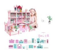 Balakaka Casa de Muñecas para Niñas, 11 Habitaciones & 3 Terrazas, con Accesorios para Muebles en Miniatura, DIY 3D Castillo de Princesade Regalos para Niñas de 3 4 5 6 7 8 Años
