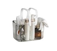 Balakaka Cesta de ducha de 5.8 L, cubos de ducha portátiles con agujero de drenaje para almacenamiento de cosméticos, cesta de baño organizadora de ducha con asa para baño, color blanco