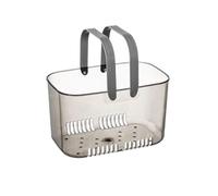 Balakaka Cesta Para Carrito De Ducha con Asas 5.8 L, Cesta Portátil Para Carrito De Ducha con Orificio de Drenaje, Cesta de Carrito de Ducha para Almacenar Cosméticos Champú, Gris plata