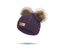 Balakaka Gorro Guantes Bufanda Set Invierno, 3 in 1 Bonito Cálido Gorro de Punto con Pompón Cómodo Suave Bufanda con Forro de Felpa, Sombrero de Invierno para Bebé Niños Niñas 2-8 años