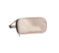 Balakaka Neceseres de Viaje para Mujeres Gran Capacidad 28 * 16 * 14.5 cm, Bolsa de Maquillaje de Viaje Organizador con Asa, Portátil PU Cuero Impermeable Doble Cremallera Neceser, Gris Camel