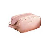 Balakaka Neceseres de Viaje para Mujeres Gran Capacidad 28 * 16 * 14.5 cm, Bolsa de Maquillaje de Viaje Organizador con Asa, Portátil PU Cuero Impermeable Doble Cremallera Neceser, Rosa Adolescente