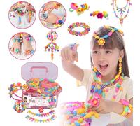 Balakaka Niños Bricolaje Conjunto de Cuentas, 600PCS Juegos de Hacer Pulseras Collares y Anillos, Kids DIY Bead Set Regalos de Cumpleaños para Niñas de 5 a 12 Años