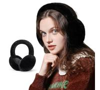 Balakaka Orejeras para Mujer Hombre Regalo,Orejeras Térmicas Esponjosas Felpa Cálida Plegables Protección contra El Viento,Orejeras de Invierno Accesorio de Esquí Moda Negro