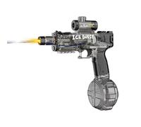 Balakaka Pistola de Agua Eléctrica con Luces LED, Gran Tambor de Alta Capacidad, Motor Potente para Largo Alcance de 8 Metros - Juguete Acuático para Niños y Adultos, Batalla de Verano, Negro