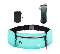 Balakaka Riñonera Running Deportiva Hombre Mujer con Botella de Agua, Cinturon Running con Conector para Auriculares, Impermeable Multifuncional Bolso de Cintura con Portabotellas, Azul Cielo