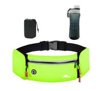 Balakaka Riñonera Running Deportiva Hombre Mujer con Botella de Agua, Cinturon Running con Conector para Auriculares, Impermeable Multifuncional Bolso de Cintura con Portabotellas, Verde Fruta