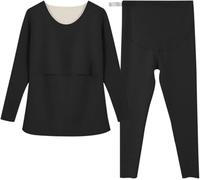 BALAMLB Conjunto De Lactancia De Manga Larga para Mujer, Ropa Interior Cálida, Ropa Interior De Doble Capa, Camiseta De Maternidad Posparto, Camiseta De Maternidad,Cómodo Y Suave Lavable D,M(40-50kg)