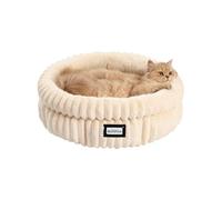 BALANCE Cama para gatos, camas redondas lavables para gatos de interior, cama de piel sintética de felpa súper suave para cachorros y gatitos con parte inferior antideslizante