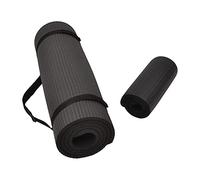 Balance From Go Yoga+ - Esterilla de yoga multiusos de 1/2 pulgada extra gruesa de alta densidad antidesgarro y rodillera con correa de transporte (negro)